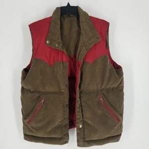 Eddie Bauer Corduroy Vest Reversible Red Brown L